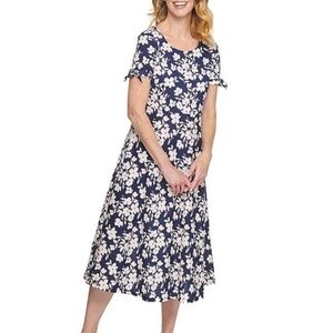 Croft & Barrow Floral Navy Blue Dress Petite XL